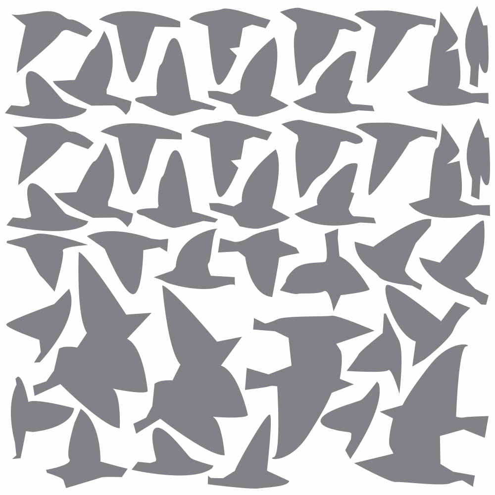 Flocking Birds Gray Silhouette Wall Decal Set