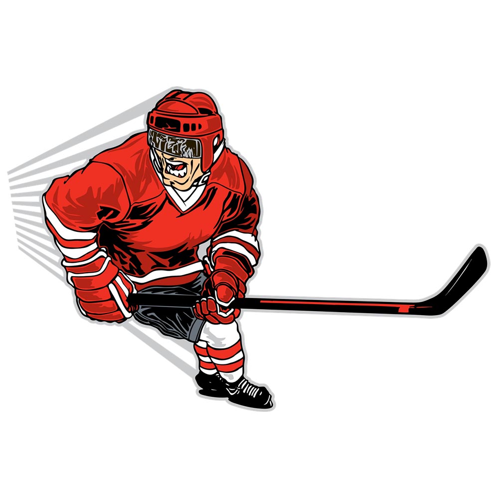 Hockey Player Wall Decal Printed & Die-Cut | Wallhogs