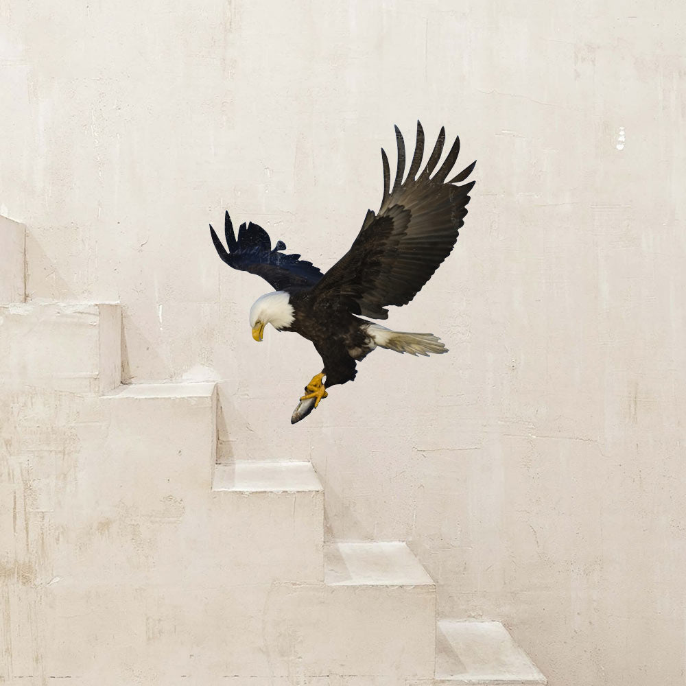 24 inch Hunting Eagle Die-Cut Decal Installed Near Staircase
