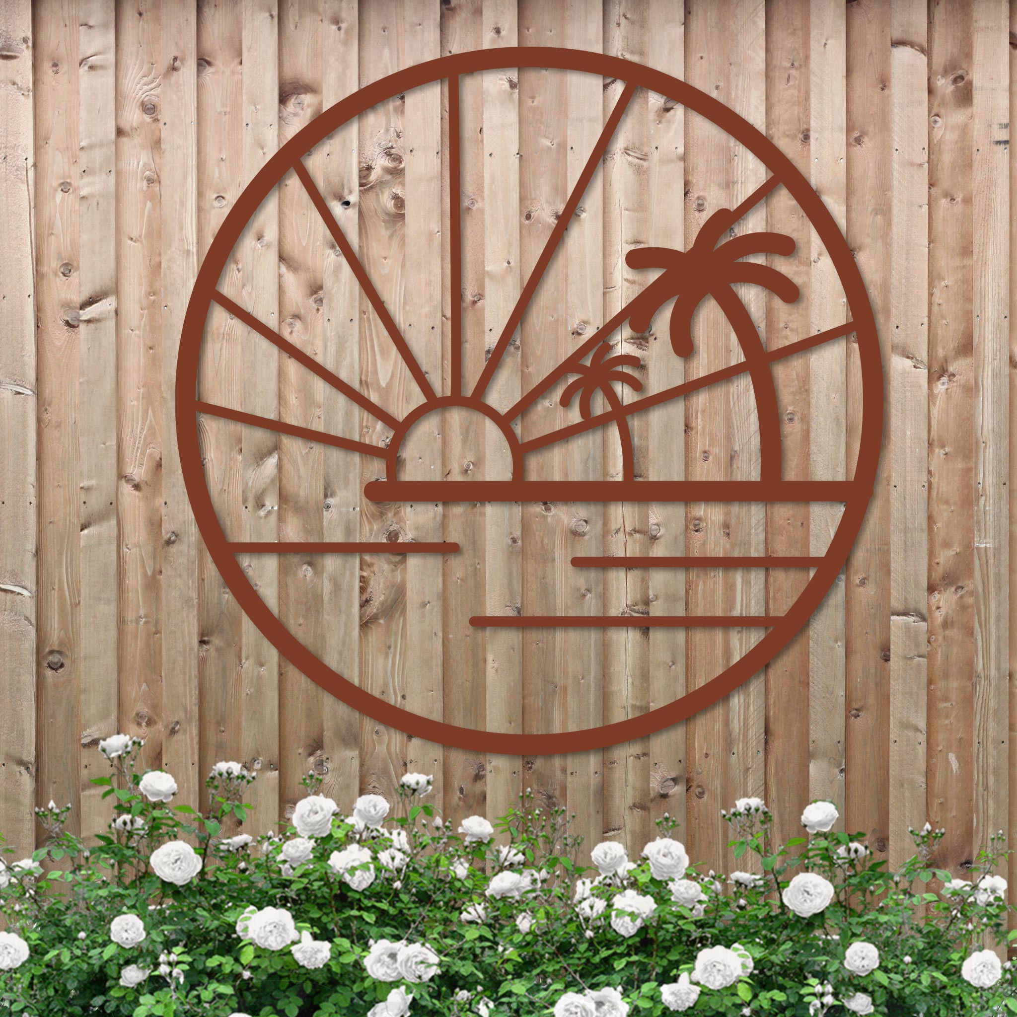 Island Sunset Palms Circle Sign-5