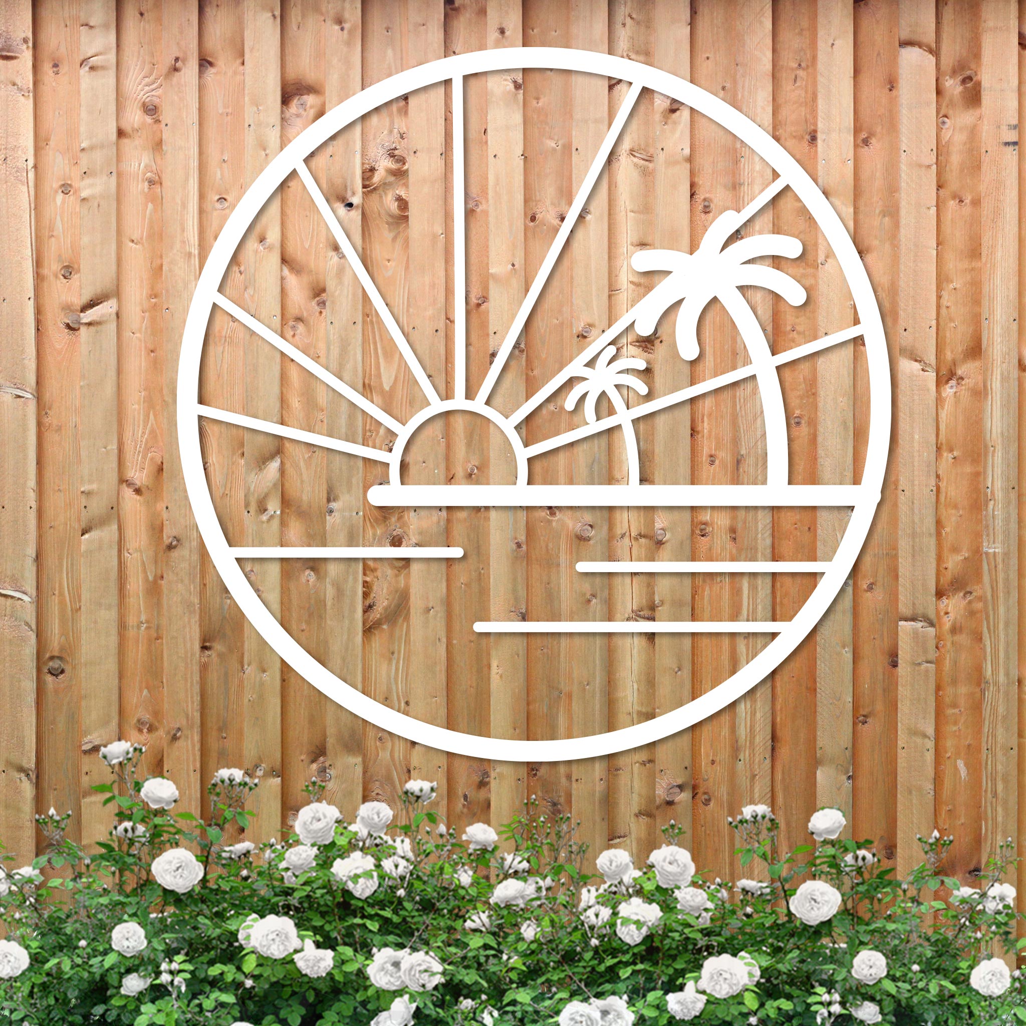 Island Sunset Palms Circle Sign-1