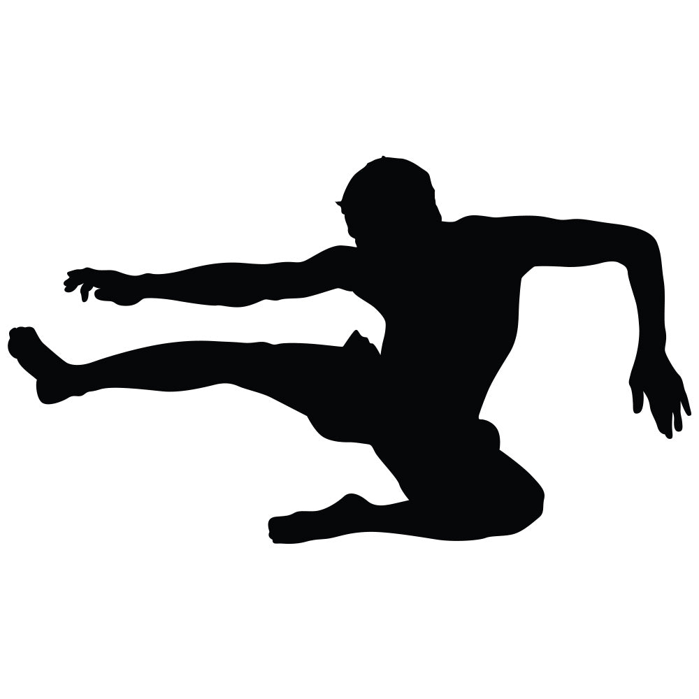 Martial Arts Flying Kick Silhouette Wall Decal Printed