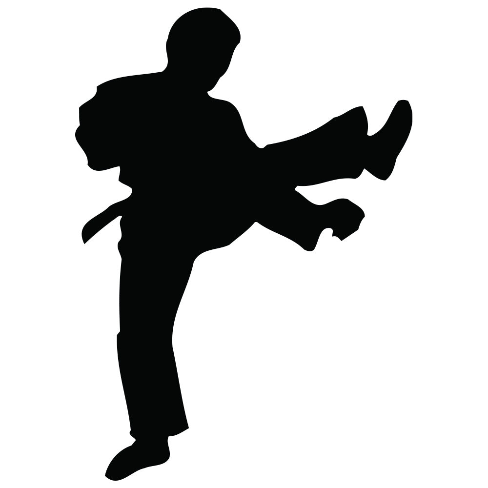 Martial Arts Kicking Silhouette Wall Decal Printed