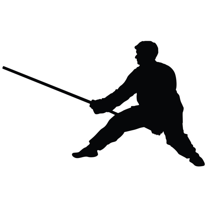 Martial Arts Staff Silhouette Wall Decal Printed