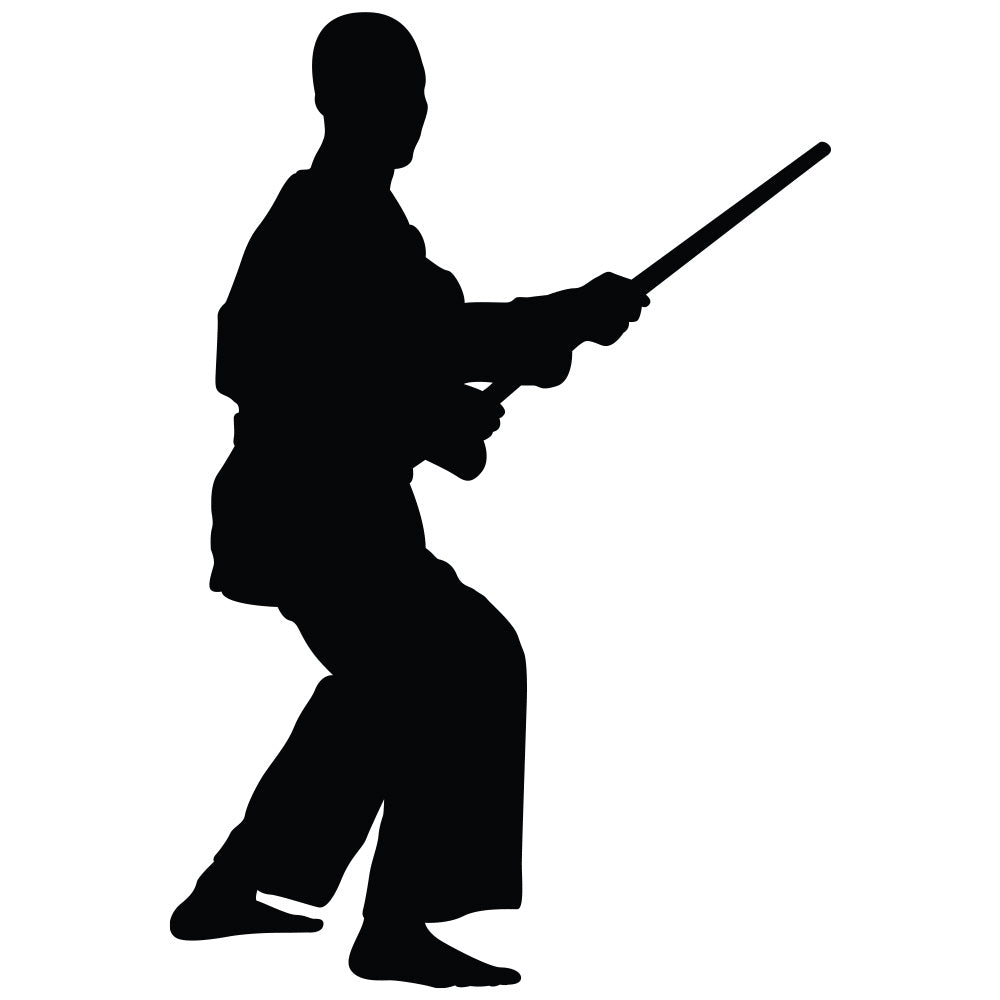 Martial Arts Staff II Silhouette Wall Decal Printed