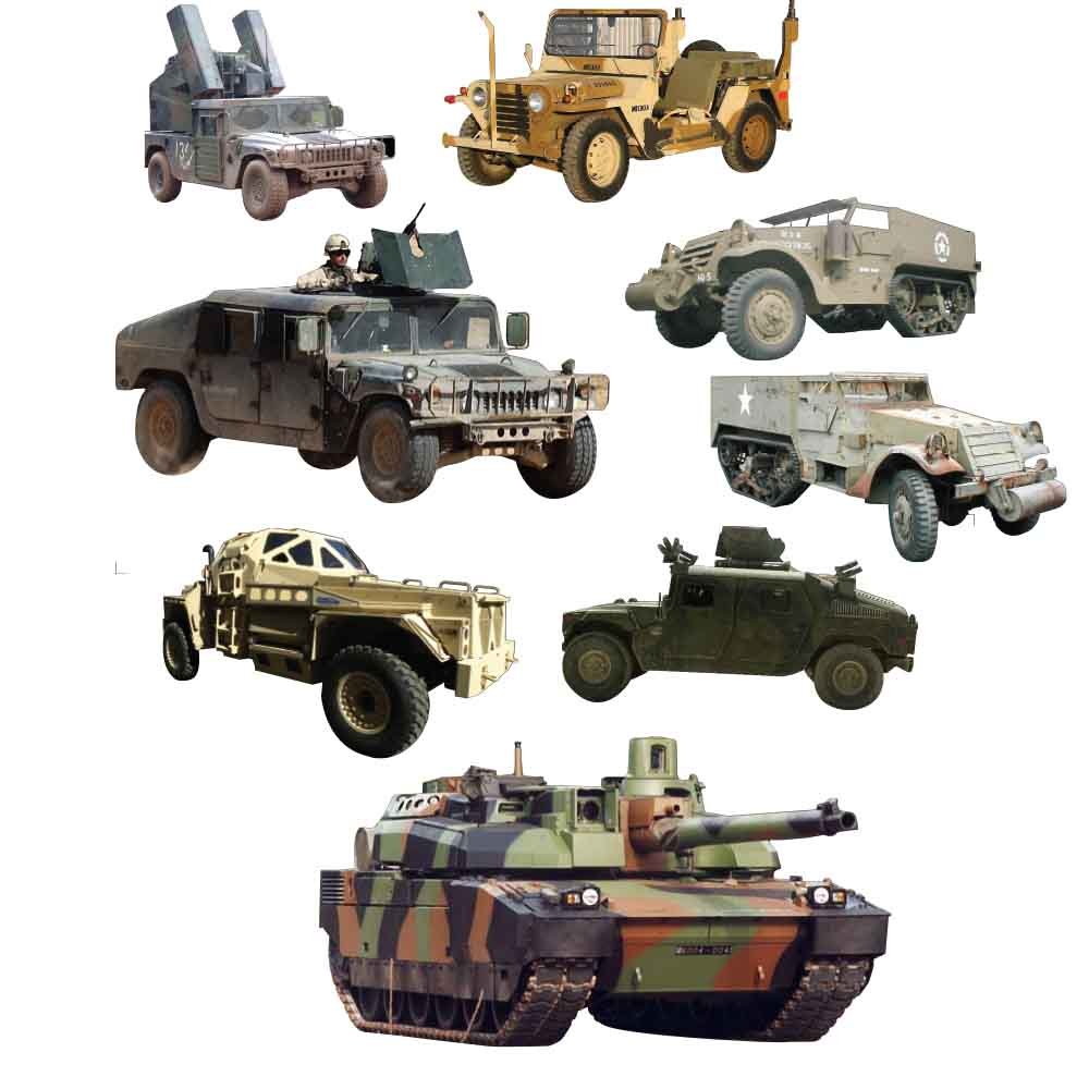 Military Ground Vehicle Multi-Pack Wall Decals Printed | Wallhogs