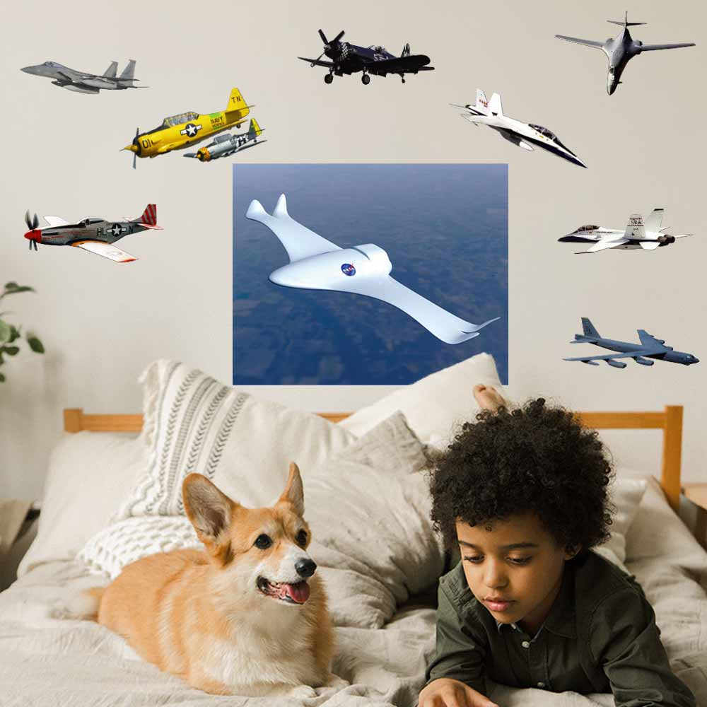 Military Aircraft Pack III Wall Decals Installed in Boys Room