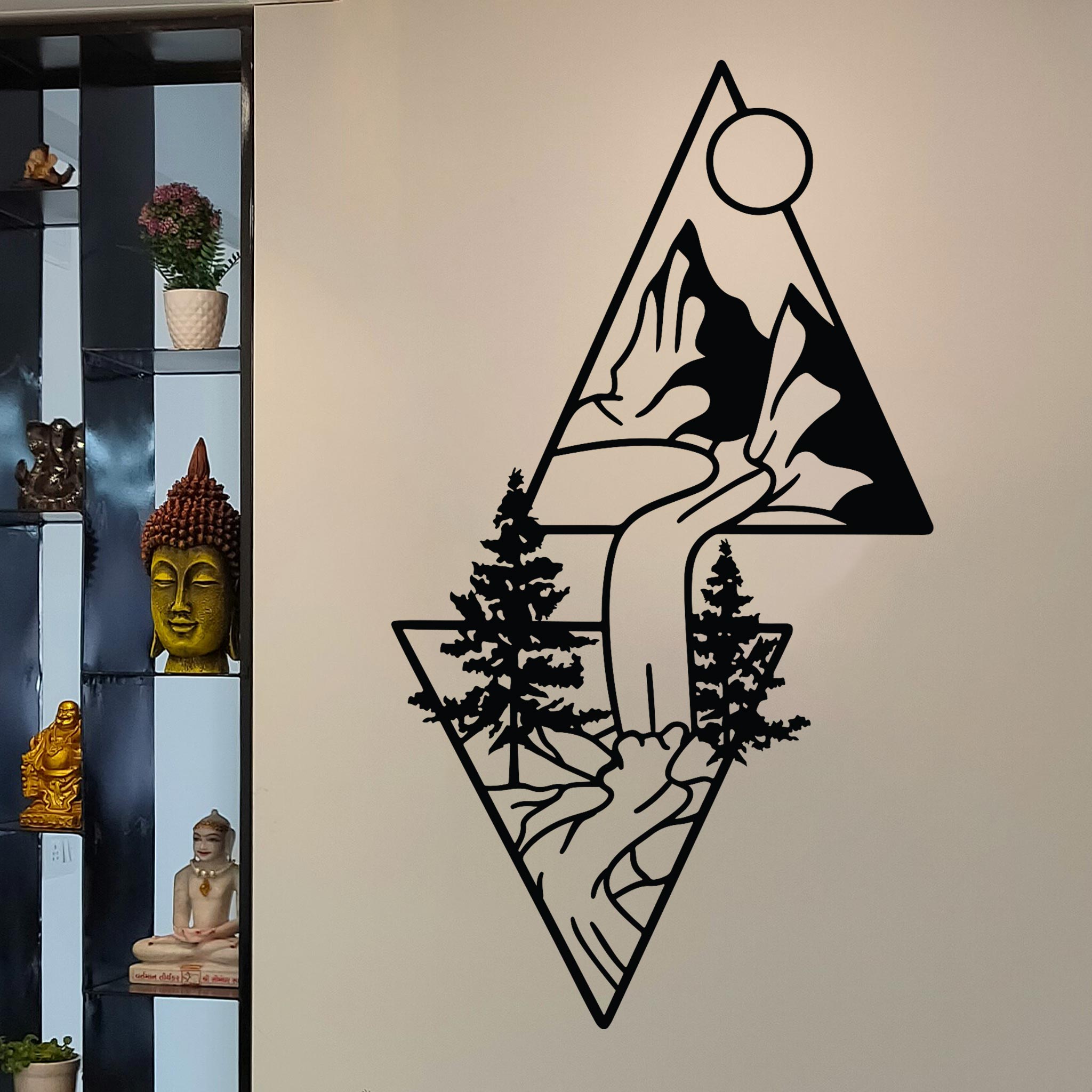 Mountain Landscape in Triangles Sign-0