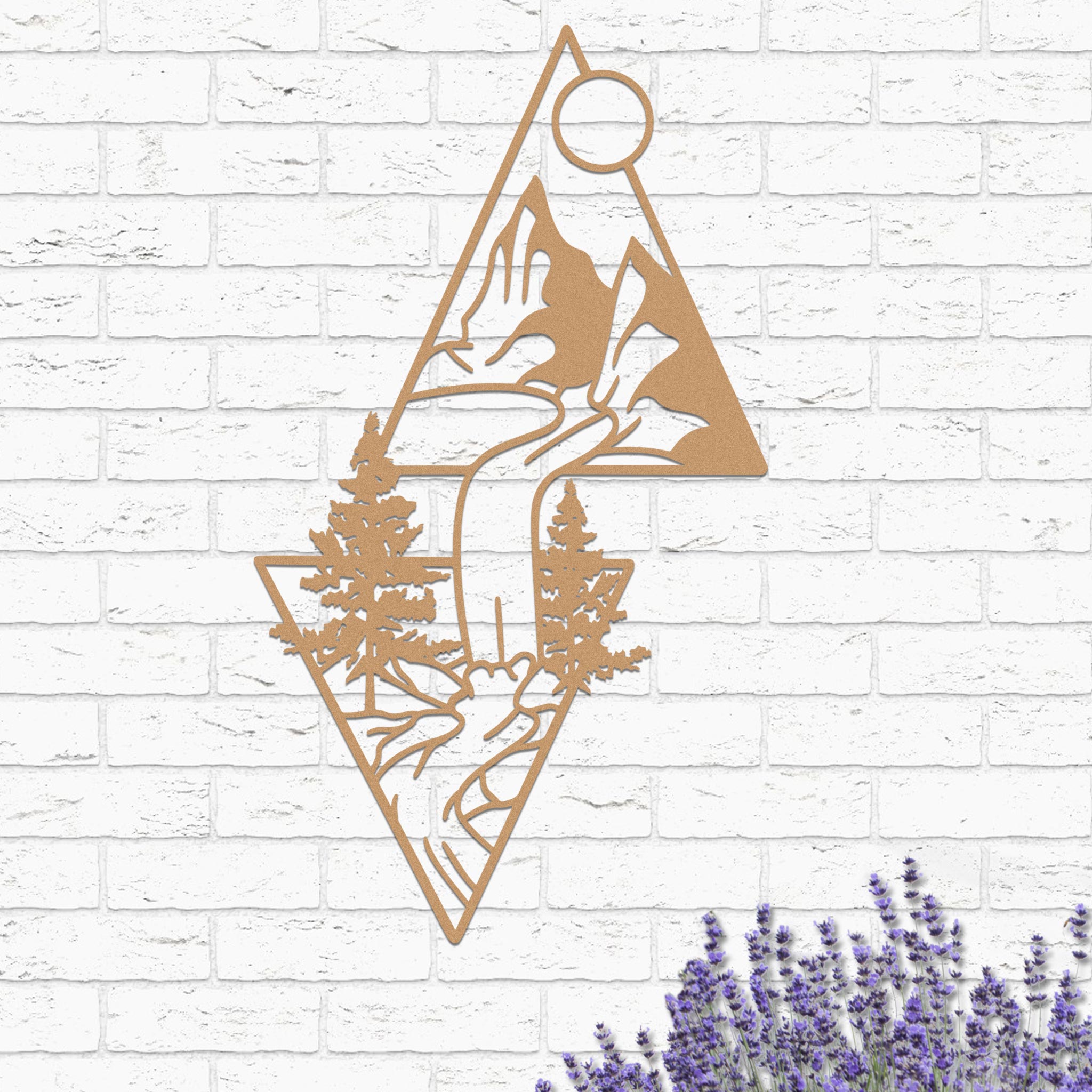 Mountain Landscape in Triangles Sign-3