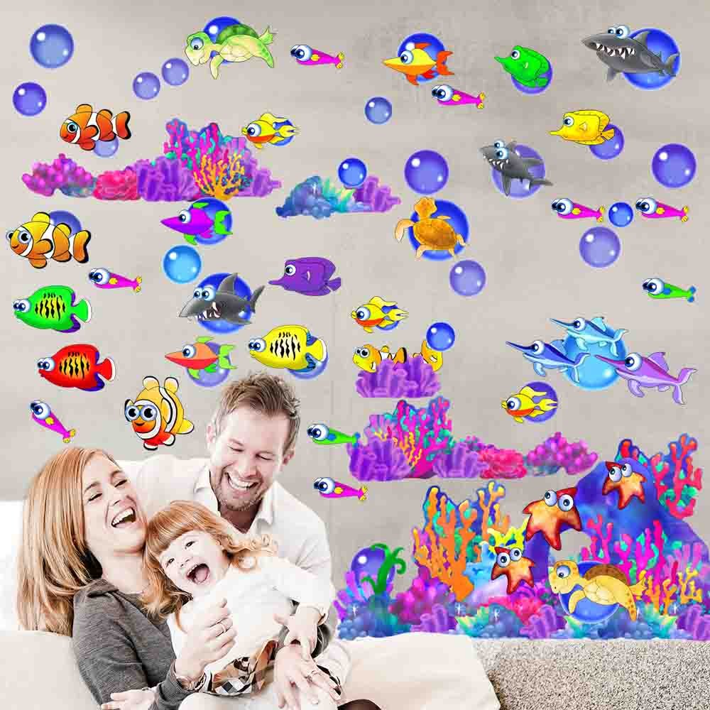 Sea Life Wall Decals Installed in Girls Room