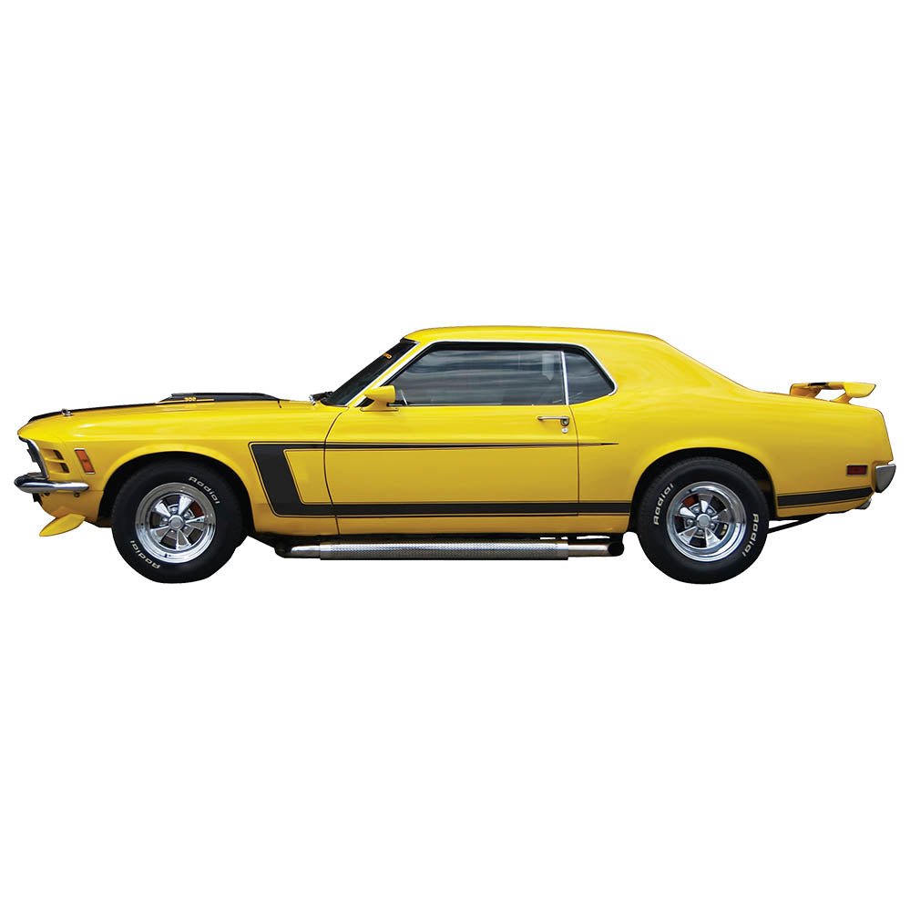 Yellow with black accent mustang coupe die-cut wall decal printed | Wallhogs