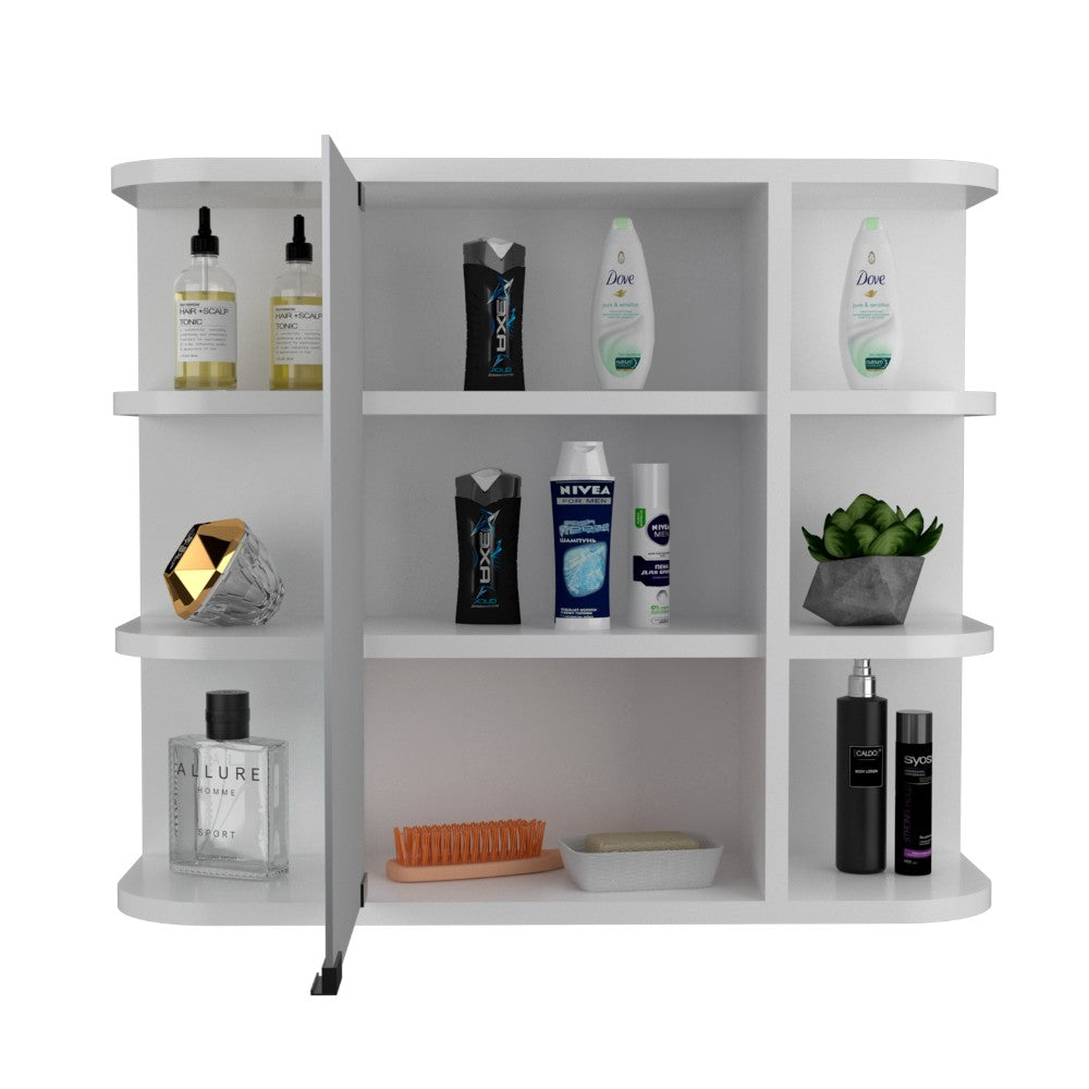 Medicine Cabinet Milano, Six External Shelves Mirror, White Finish-3