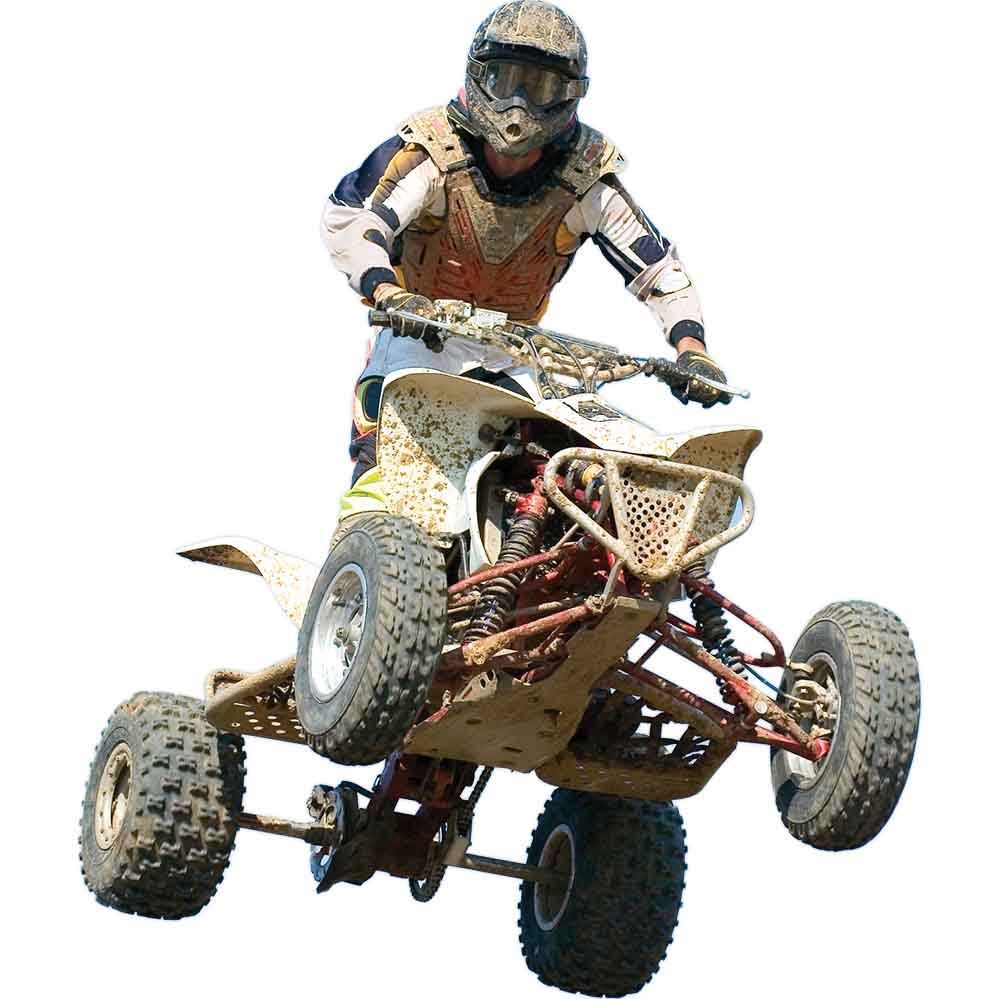 Competitor riding a quad die-cut wall decal printed | Wallhogs