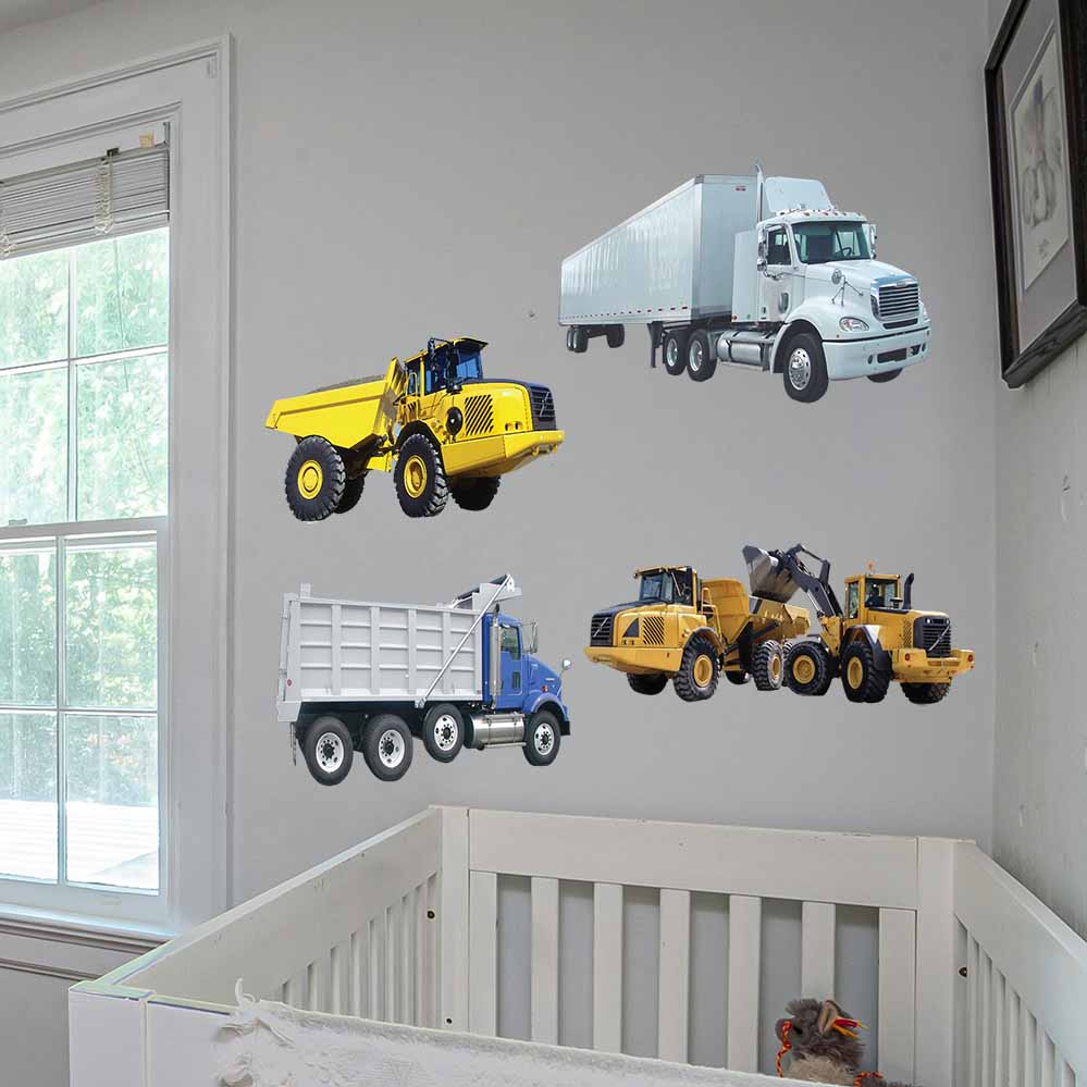 12.5x24 inch Tractor Trailer Decal Installed in Kids Room