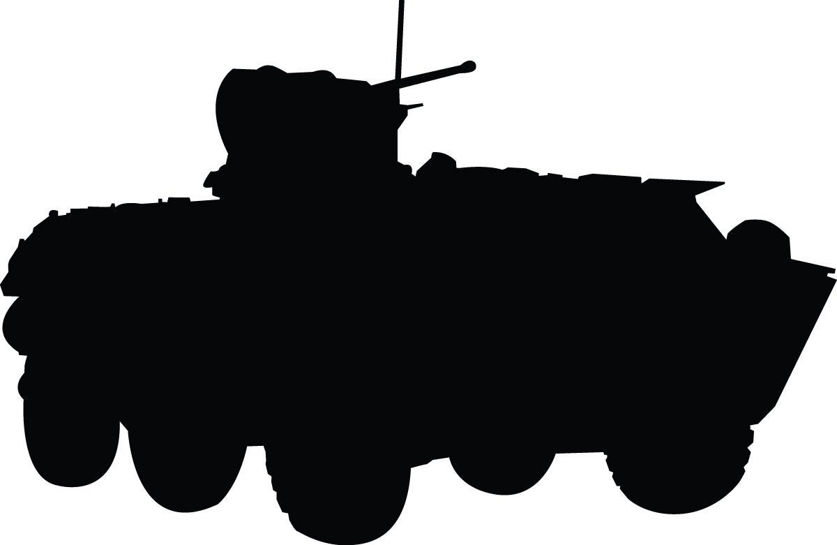 Amphibious wheeled armored personnel carrier APC silhouette wall decal by Jaycee Haynes
