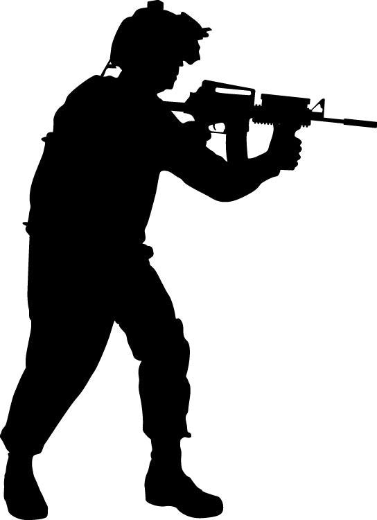 Military soldier standing with rifle silhouette wall decal by Jaycee Haynes