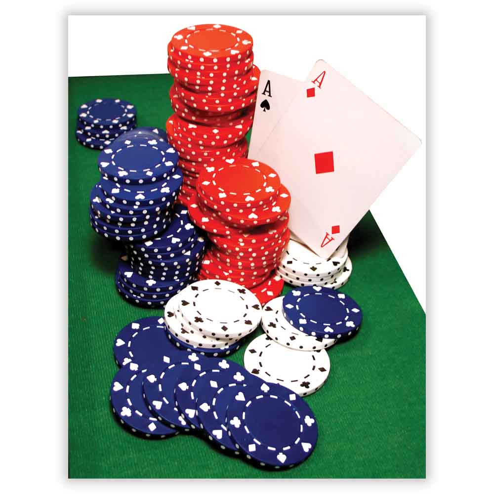 Poker Cards on Chips on Table Wall Decal Printed | Wallhogs