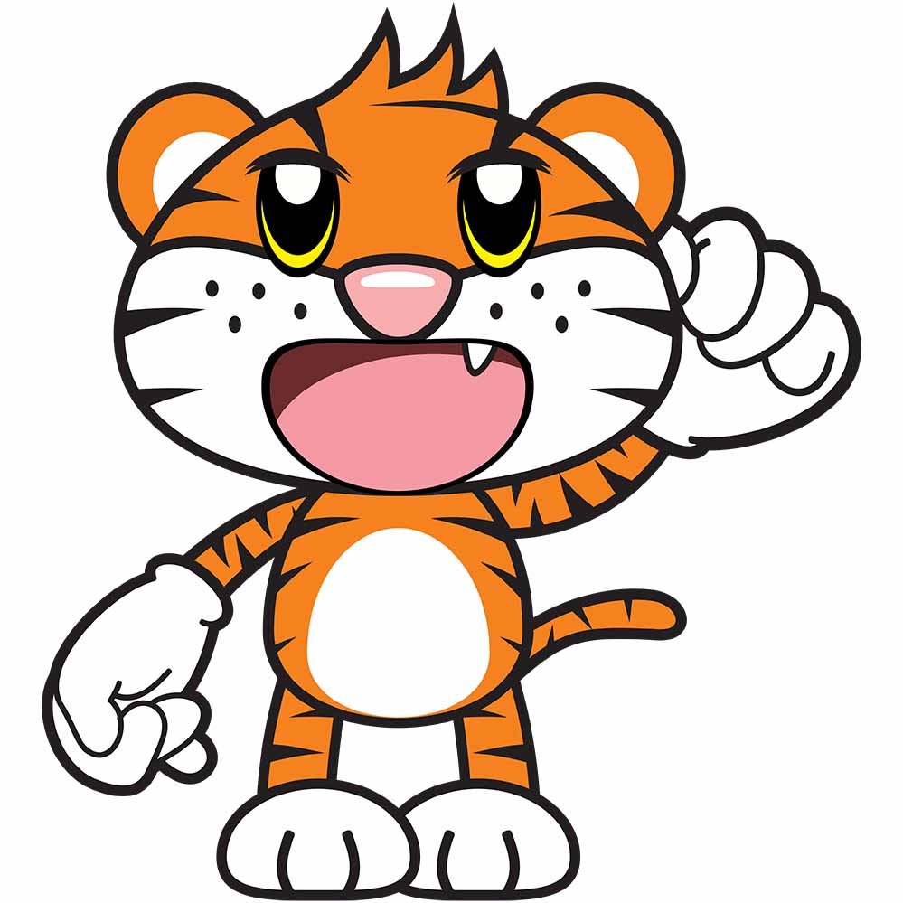Cartoon Tiger Wall Decal Printed & Die-Cut | Wallhogs