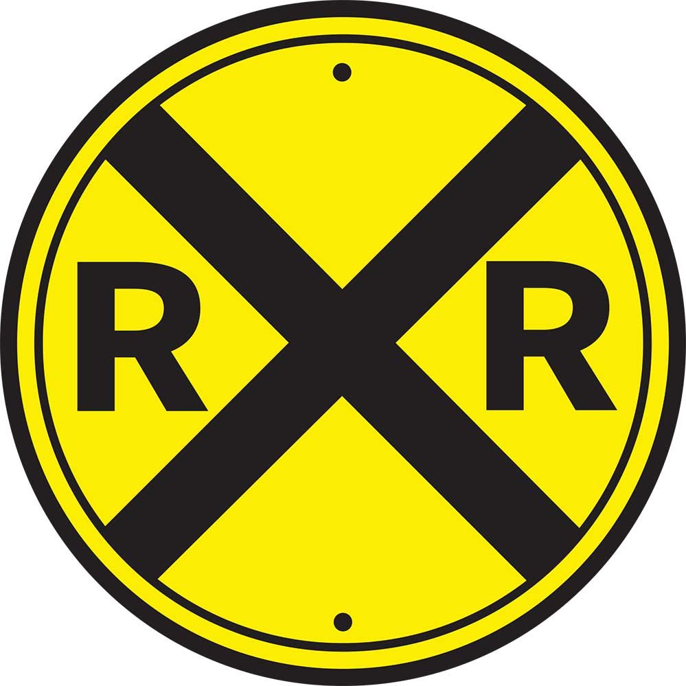 Railroad Crossing Sign Wall Decal Printed & Die-Cut | Wallhogs