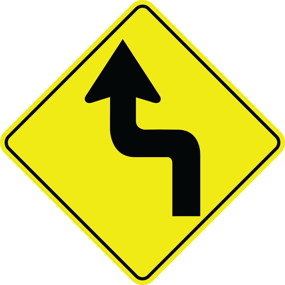 Sharp Turn Sign Wall Decal Printed & Die-Cut | Wallhogs