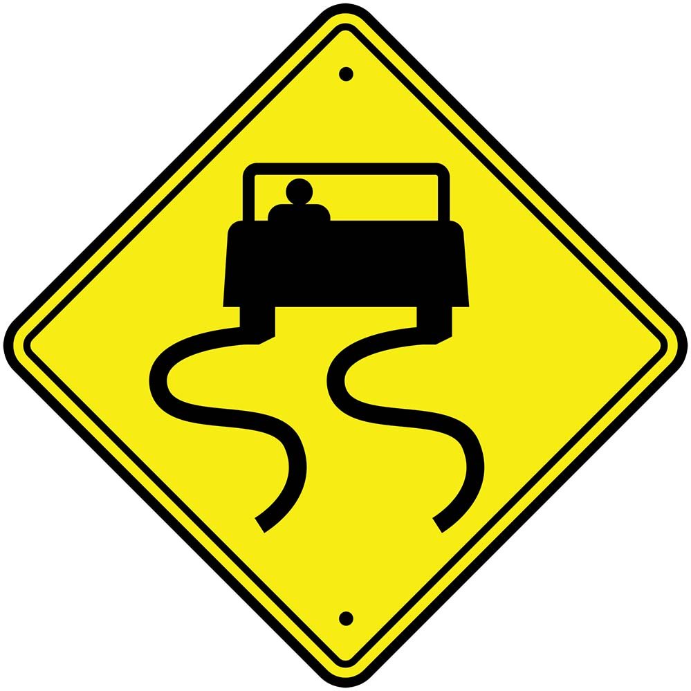 Slippery When Wet Road Sign Wall Decal Printed & Die-Cut | Wallhogs