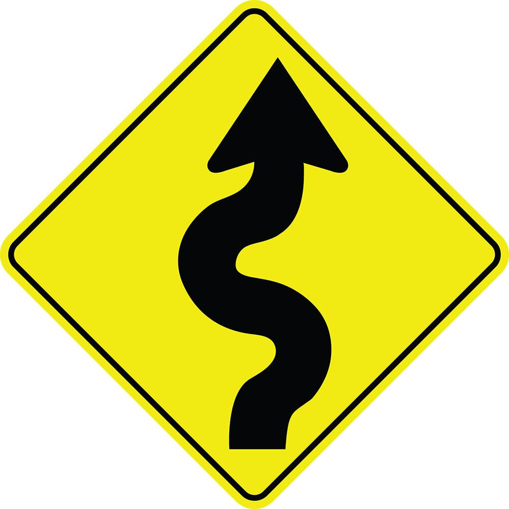 Winding Road Sign Wall Decal Printed & Die-Cut | Wallhogs