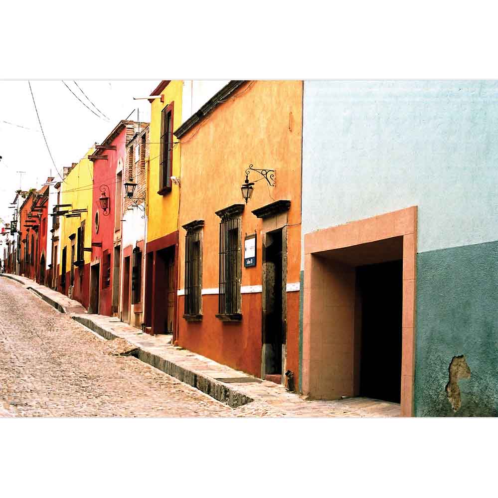 Colorful Mexican city block architecture gloss poster printed | Wallhogs