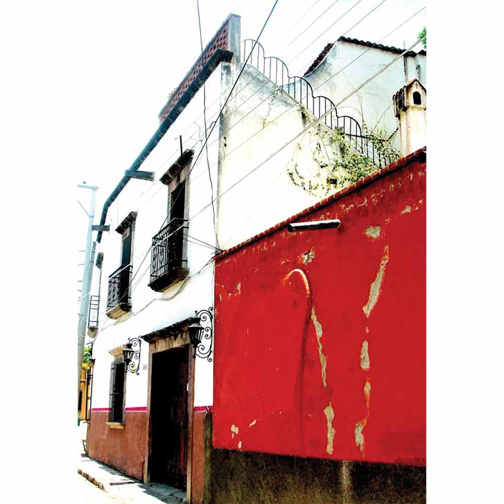 Red and white Mexican House Architecture gloss poster printed | Wallhogs