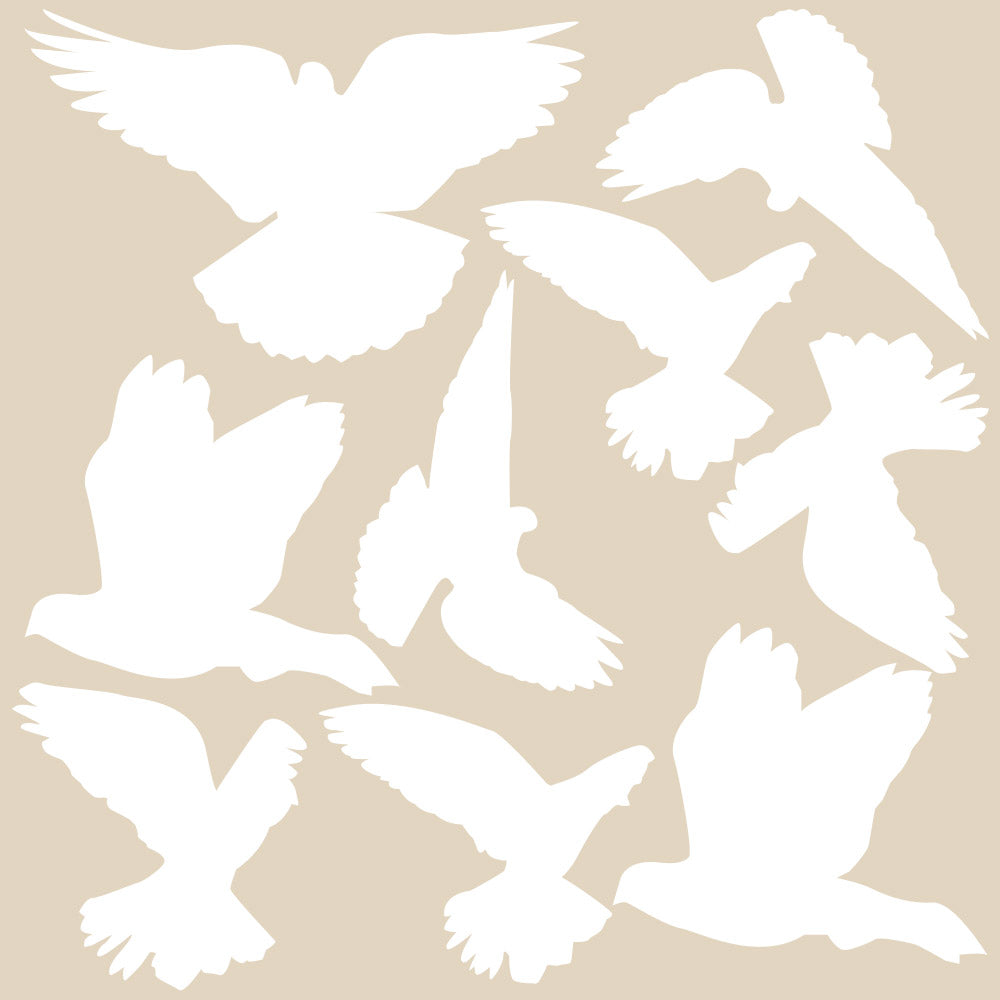 White Mixed Birds Silhouette Wall Decals Printed
