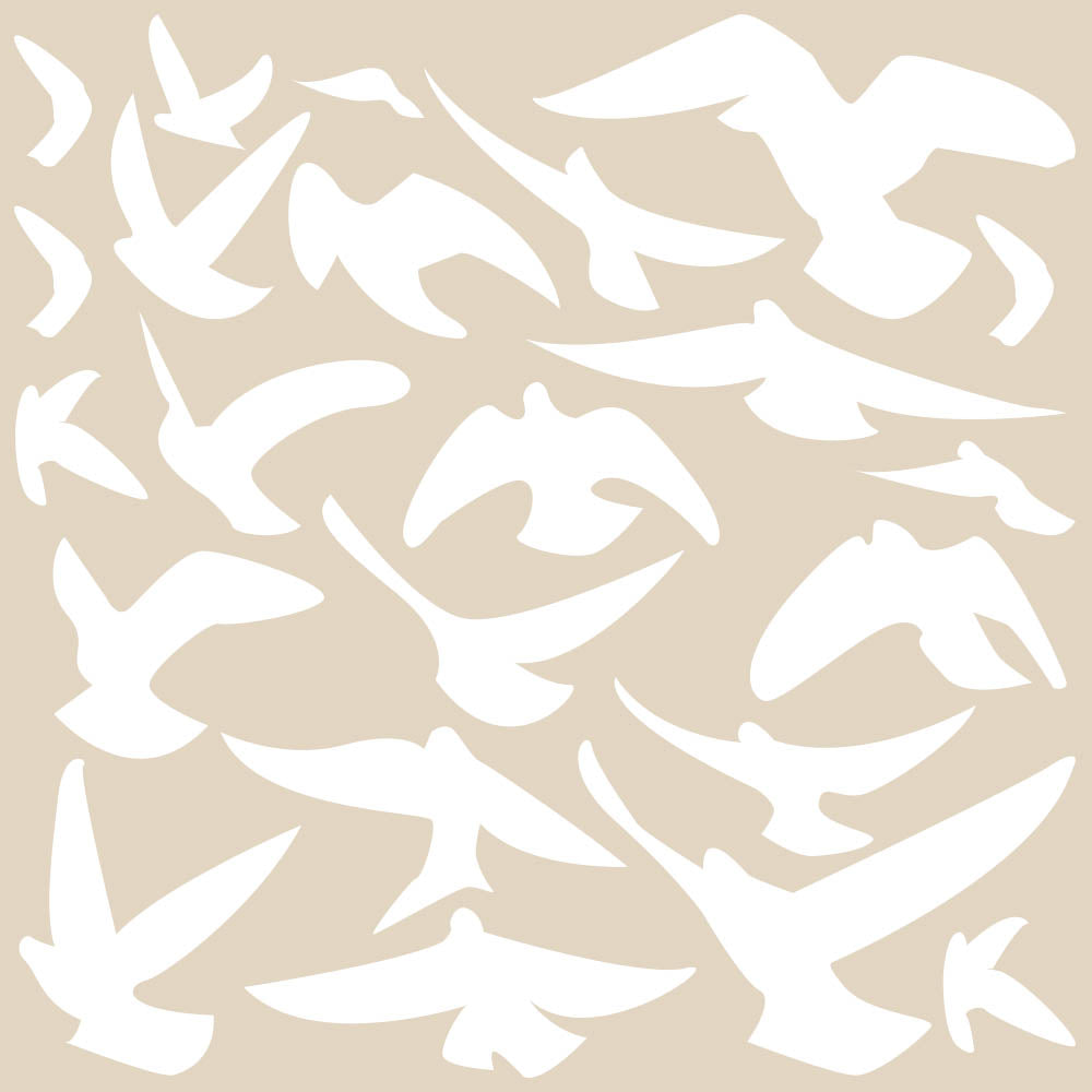 White Soaring Birds Silhouette Wall Decals Printed