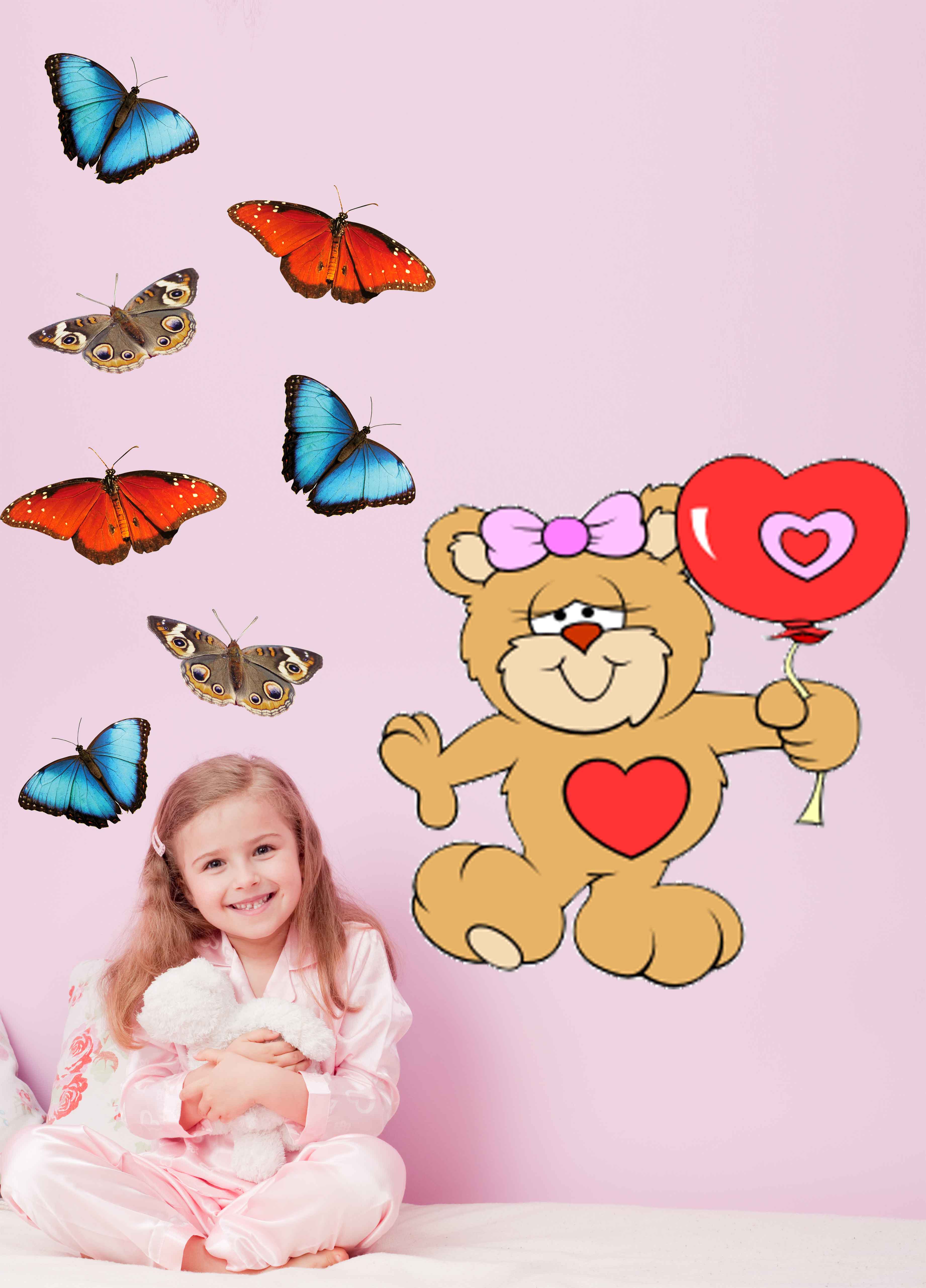 Valentines - Heart Bear Wall Decal Cutout Installed