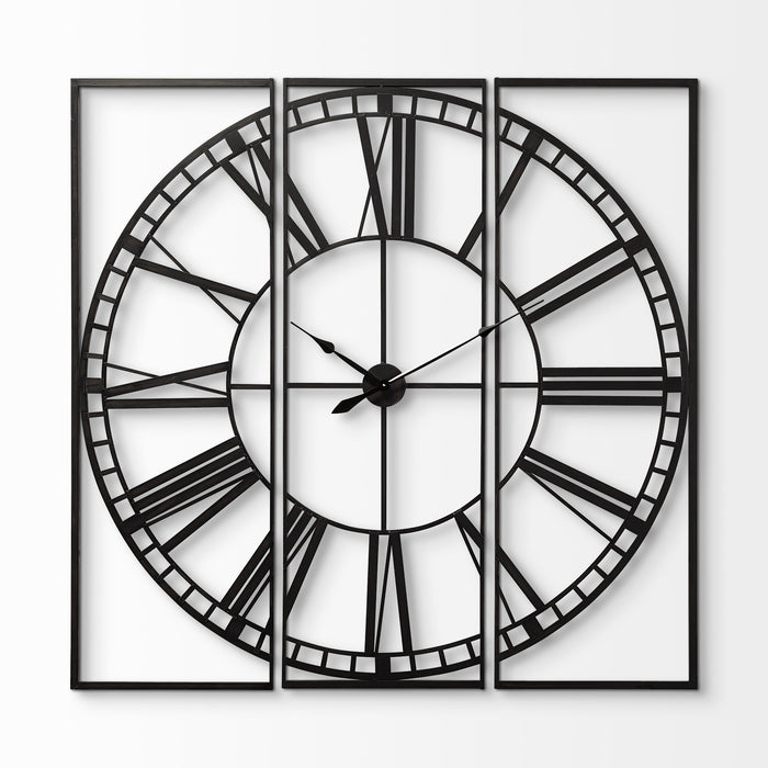 60" Square Xl Industrial Style Wall Clock With Innovative Three-Piece Construction