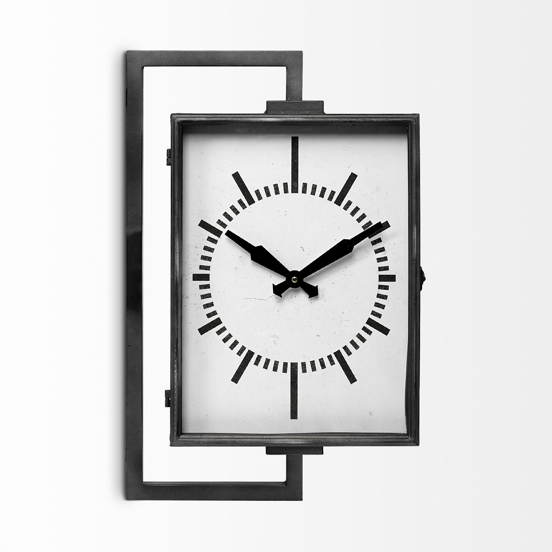 Rectangular Large Black Industrial Style Wall Clock | 14.5