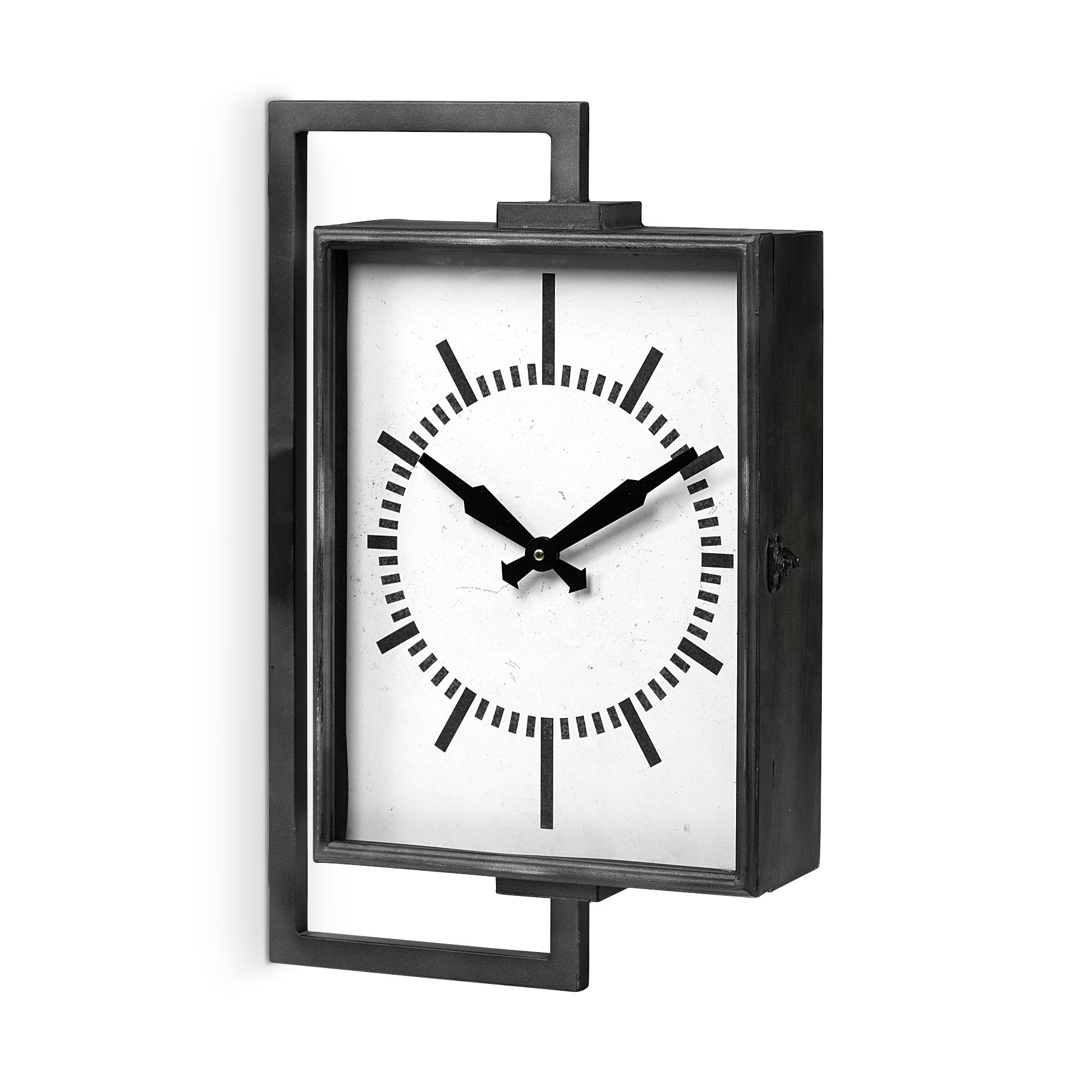 Rectangular Large Black Industrial Style Wall Clock | 14.5