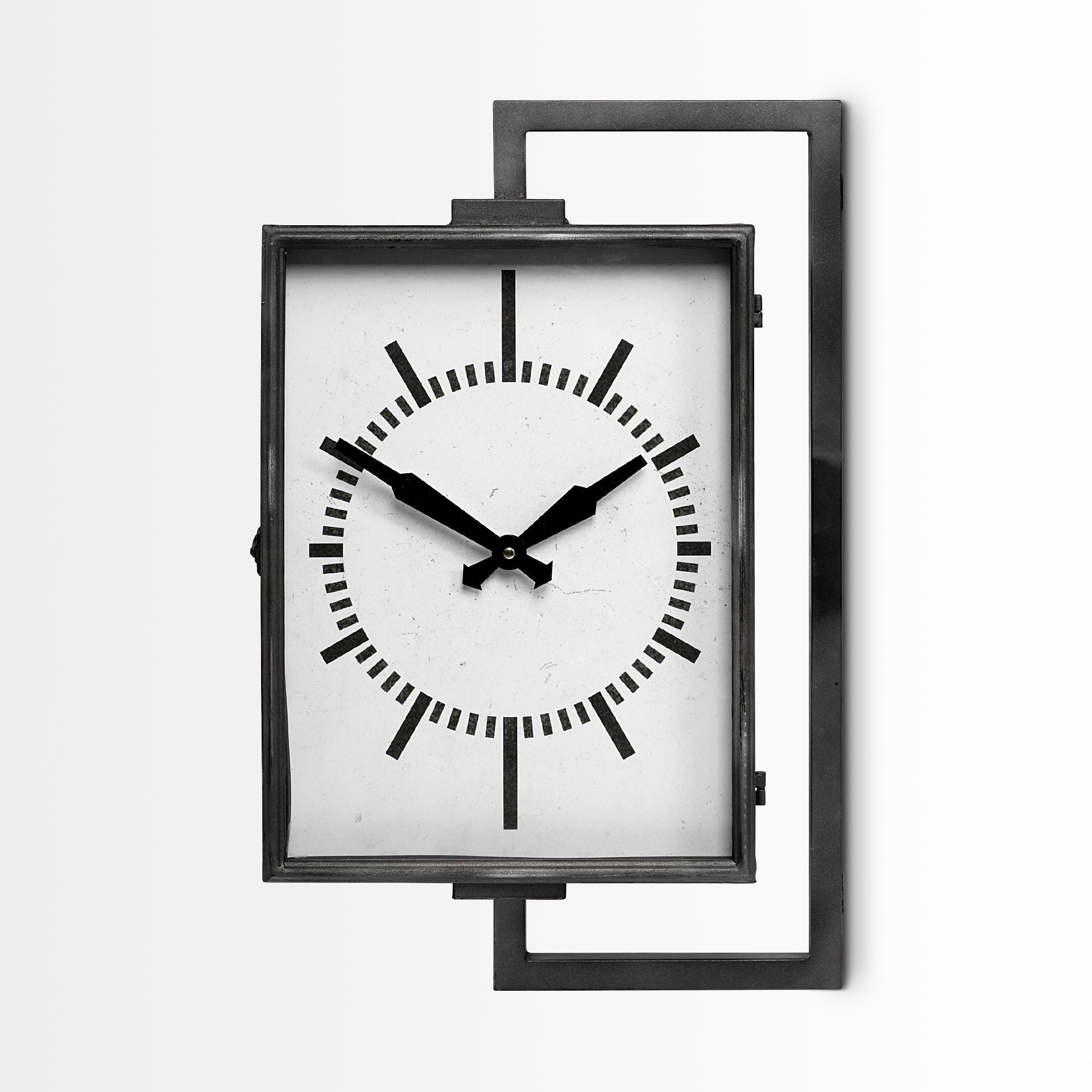 Rectangular Large Black Industrial Style Wall Clock | 14.5