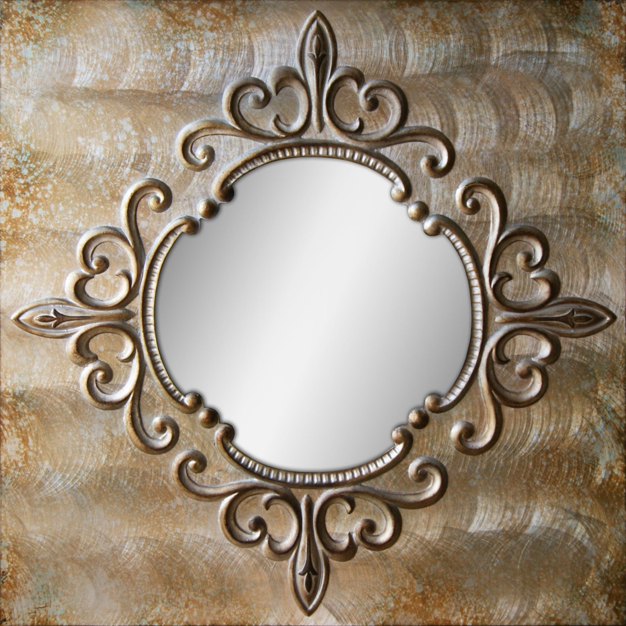 Square Ornate Inlay Wall Mirror 28.5