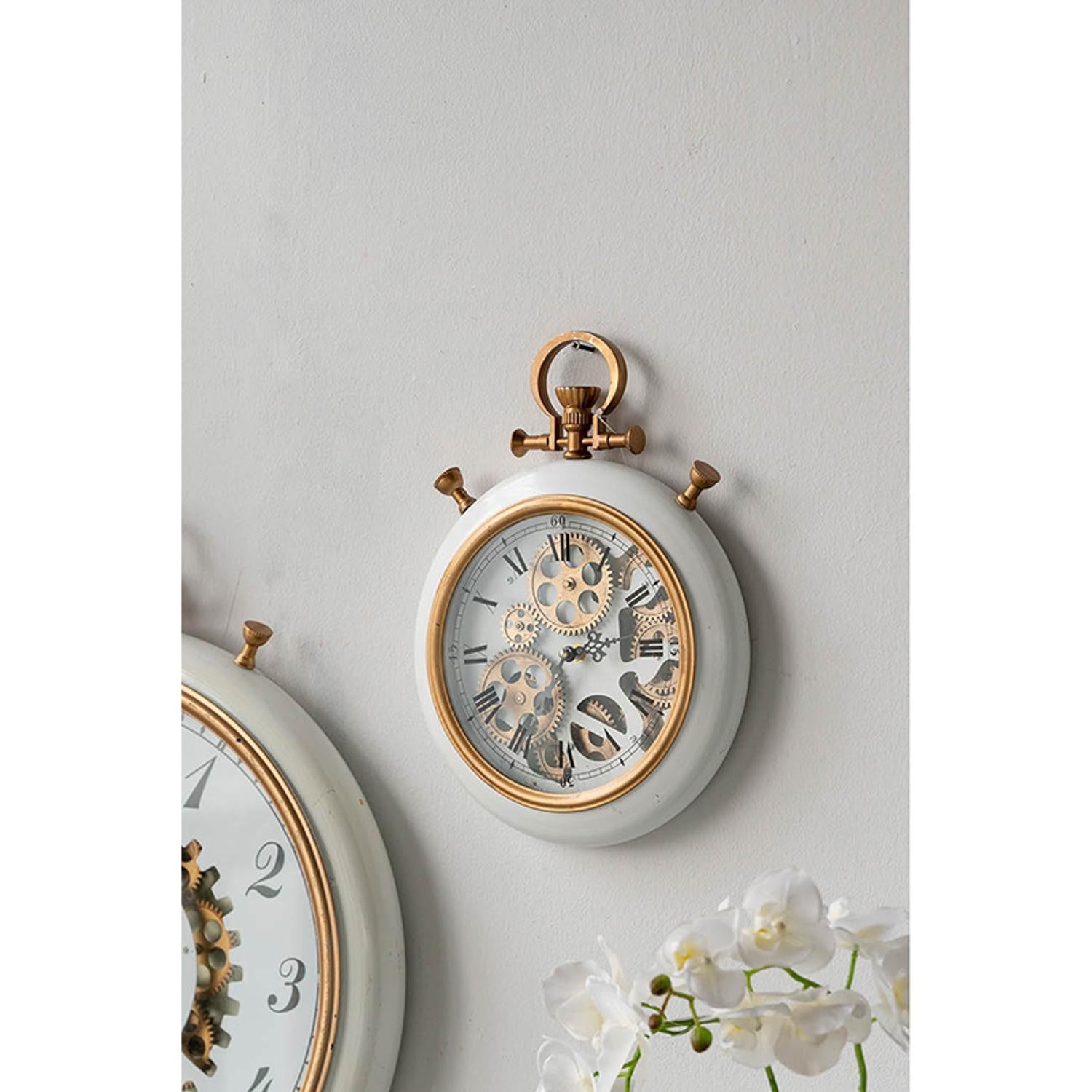 White and Gold Pocket Styled Vintage Wall Clock | 11