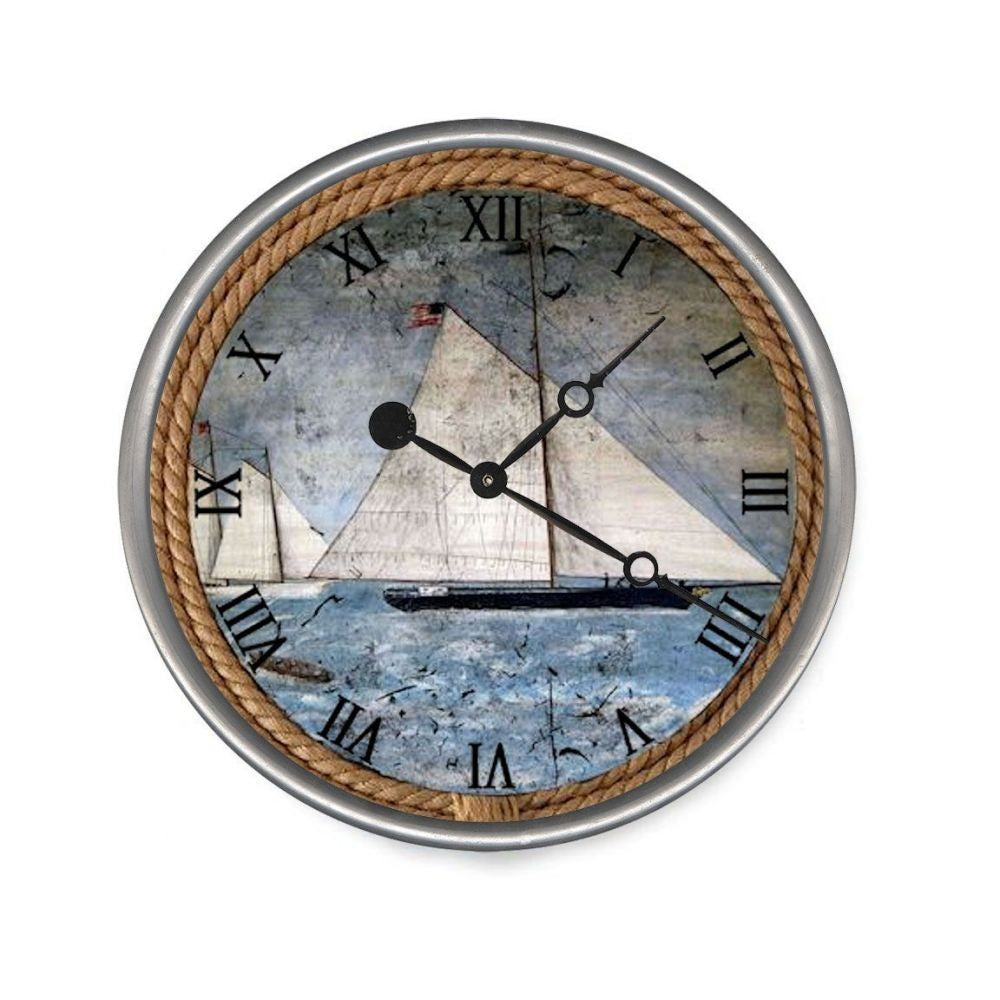 Vintage Nautical Sailboats Wall Clock (3 Sizes Available)