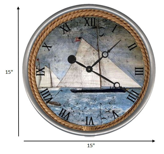 Vintage Nautical Sailboats Wall Clock (3 Sizes Available)
