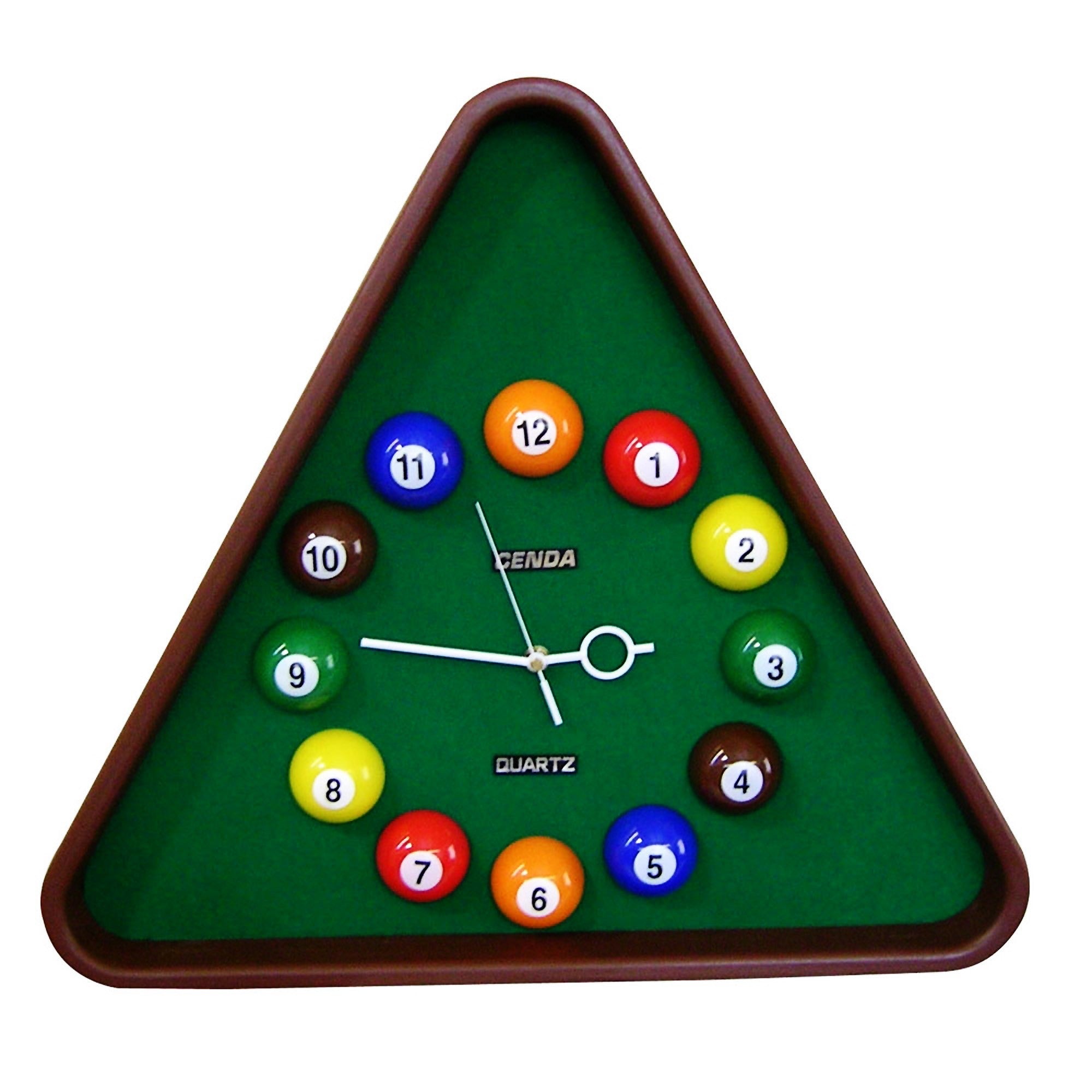 Triangle Green Resin Analog Billiards Wall Clock | 18.5