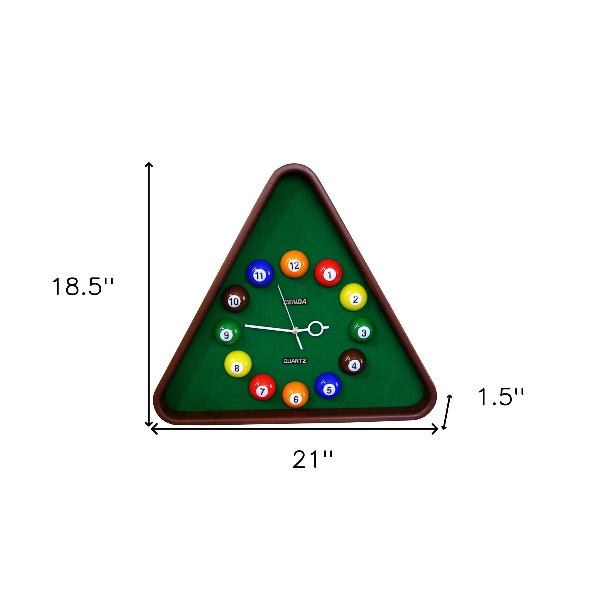 Triangle Green Resin Analog Billiards Wall Clock | 18.5