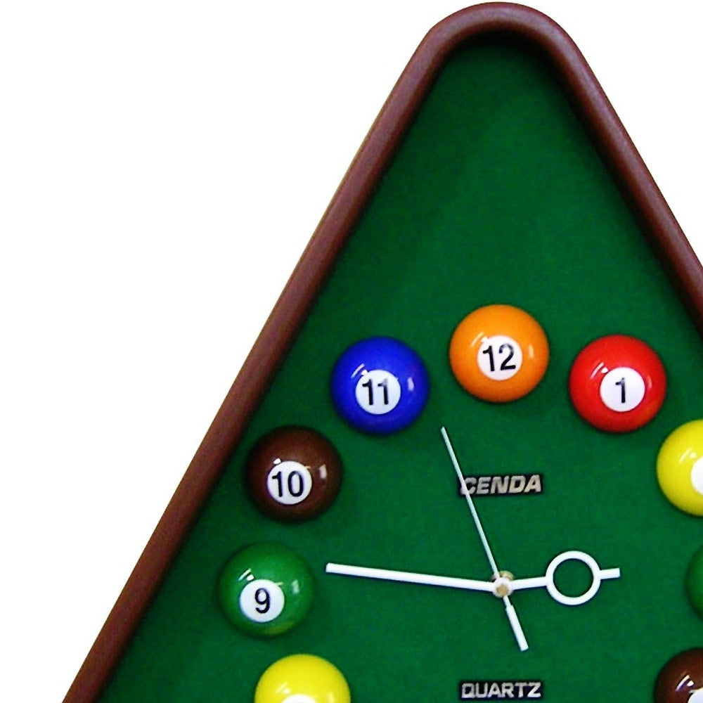 Triangle Green Resin Analog Billiards Wall Clock | 18.5