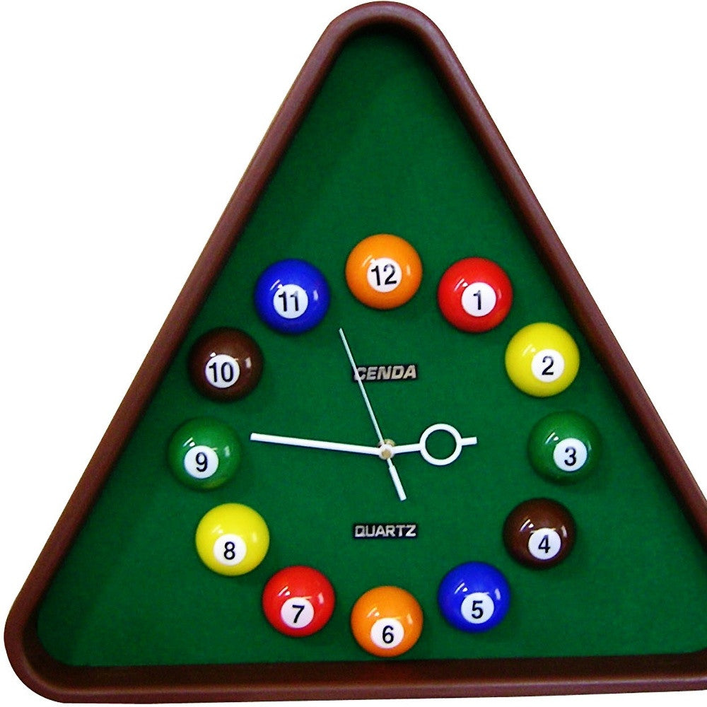 Triangle Green Resin Analog Billiards Wall Clock | 18.5