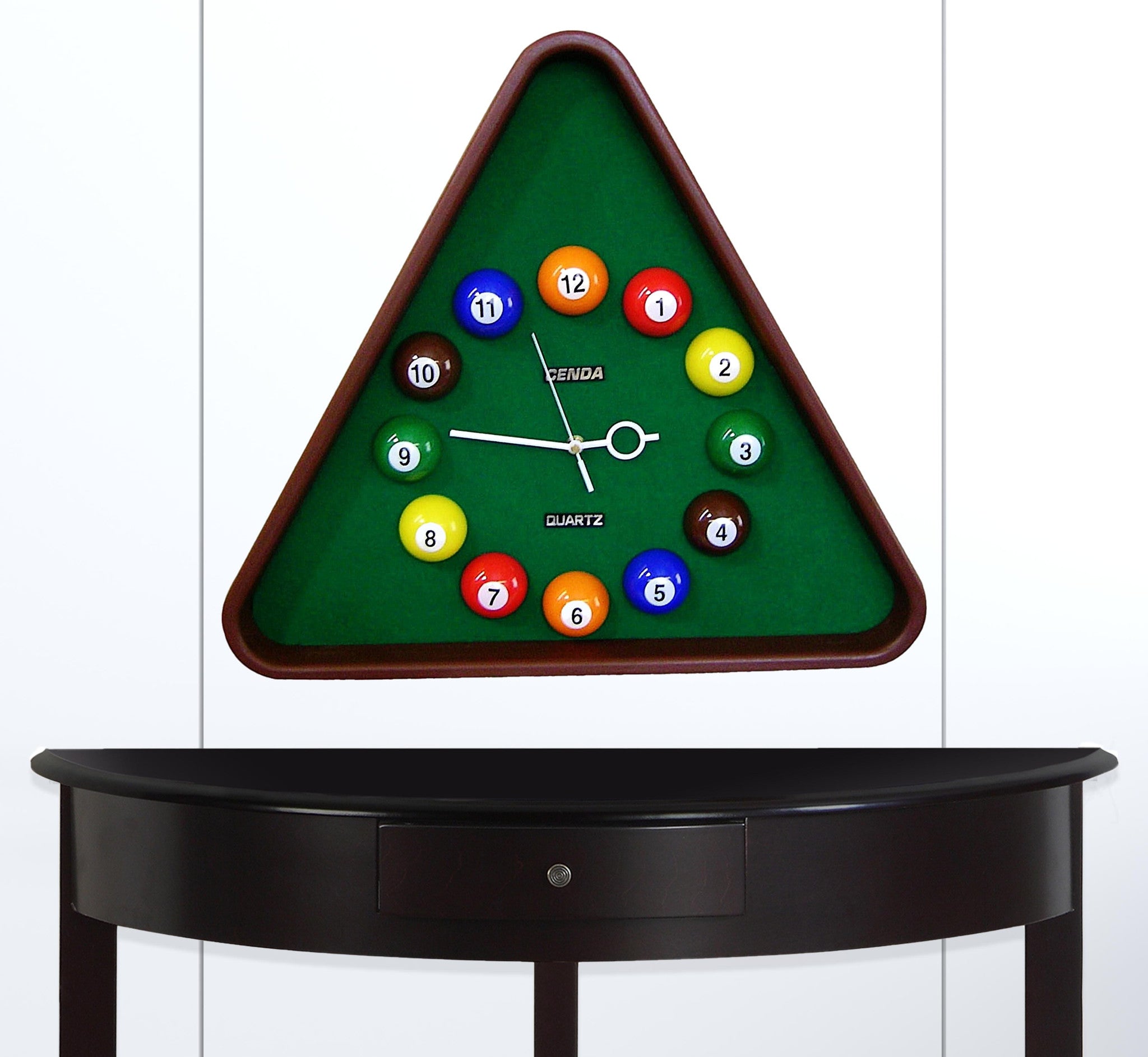 Triangle Green Resin Analog Billiards Wall Clock | 18.5