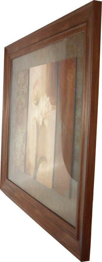 Raised Triple Flower Framed Art Side Angle View