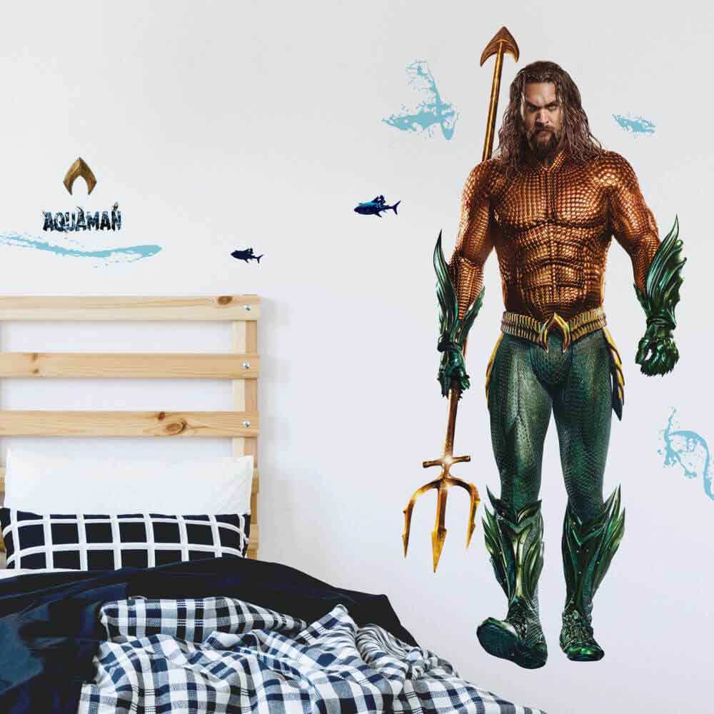 Aquaman Giant Wall Decal Installed | Wallhogs