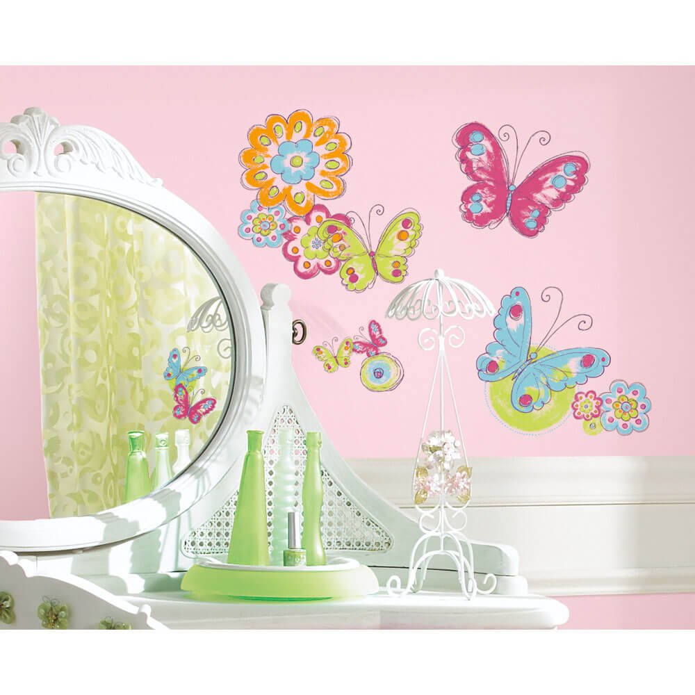 Brushwork Butterfly Wall Decals Installed Girls Room | Wallhogs