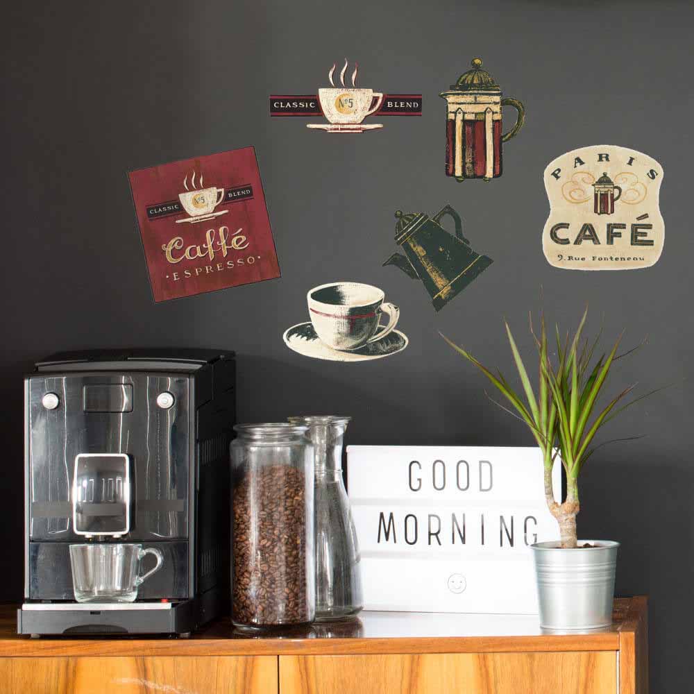 Coffee House Wall Decals Displayed | Wallhogs