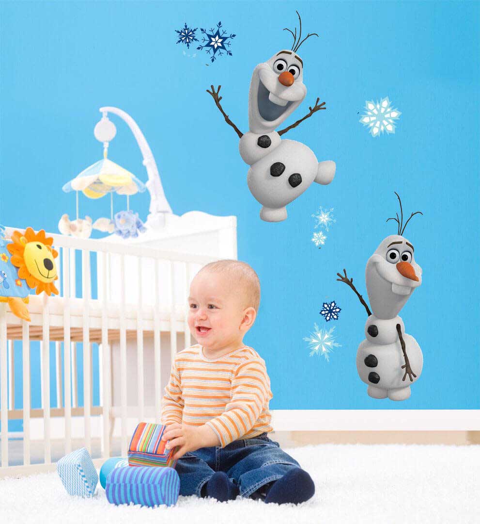 Frozen Olaf Movie Wall Decals Installed | Wallhogs