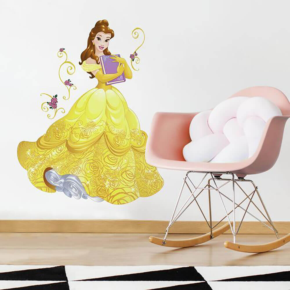 Belle Sparkling Wall Decal w/Glitter Installed